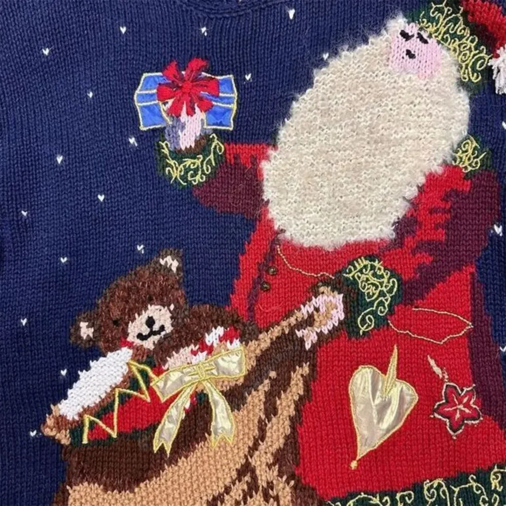 Croft & Barrow Women's M Vintage‎ Christmas Sweater Santa Knit Pullover - Picture 2 of 7